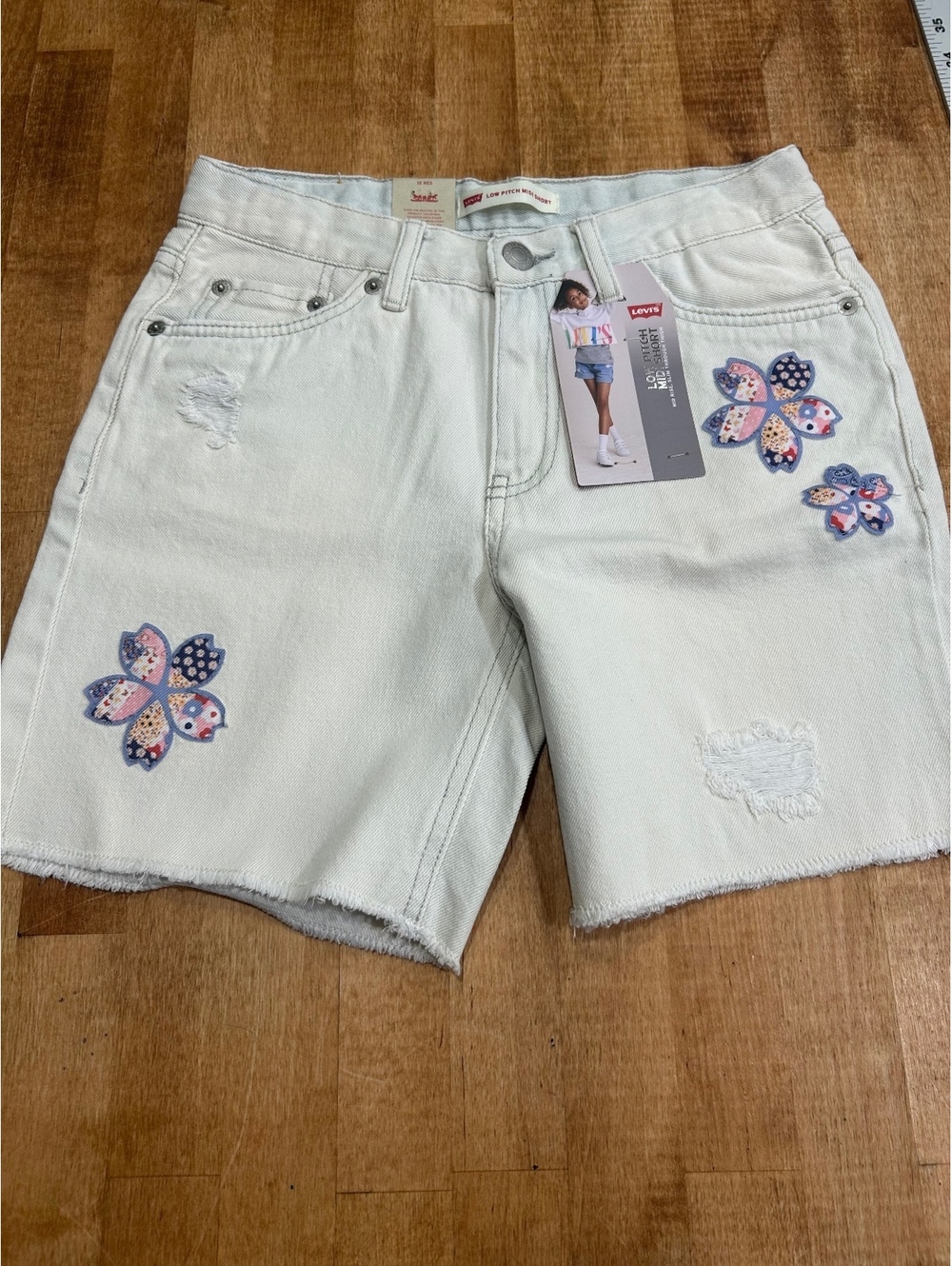 Levi's Low Pitch Midshort White Denim Shorts girls Size 12
